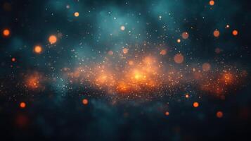 Bright particles swirl in a dark atmosphere, creating a mesmerizing display of colors and lights photo