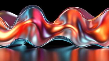 A striking display of colorful waves demonstrating smooth curves and dynamic light reflection photo