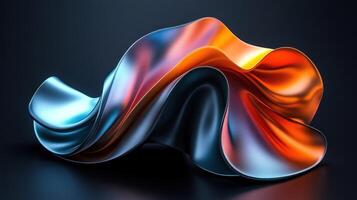 Colorful abstract sculpture features smooth curves and a flowing design that captures light and movement photo