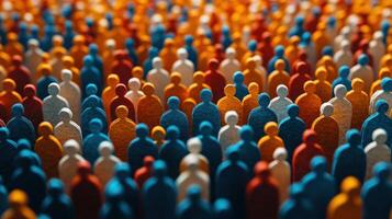 Numerous small figures in bright colors create a vibrant representation of community and unity photo