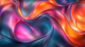 Bright, flowing fabric forms vibrant waves and intricate patterns under soft lighting effects photo