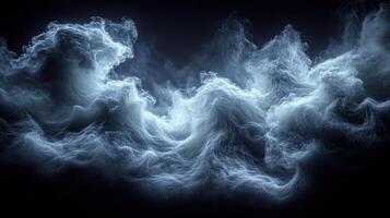 Swirling waves of mist rise and fall in a dark space, creating an enchanting and ethereal atmosphere photo