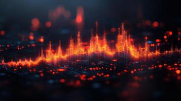 Colorful sound waves pulse rhythmically, creating an energetic atmosphere in a dark digital space photo