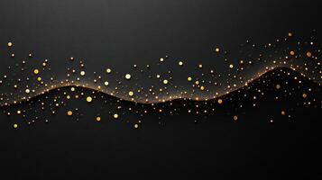 A wave of golden particles flows across a black surface, adding elegance and sparkle to the design photo