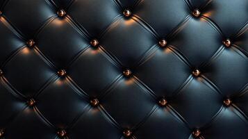 Luxurious black leather upholstery featuring decorative buttons and soft lighting in a stylish room photo