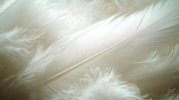 Delicate white feathers lay side by side, their soft textures catching the light in a calming display photo