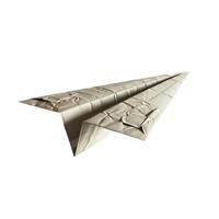Paper airplane model, placed on a white surface photo
