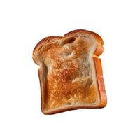 A lone piece of toast set on a white background. photo