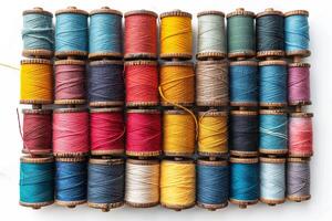 spool of thread with many colors photo