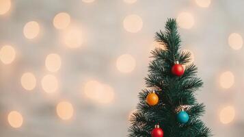 Festive Holiday Background With Blurred Bokeh Lights And Decorated Christmas Tree For Celebratory New Year Events Greeting Cards Or Seasonal Designs Capturing Joyful Atmosphere photo