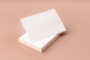 Mocha Mousse - color of the year 2025. stack of visit cards for mock up photo