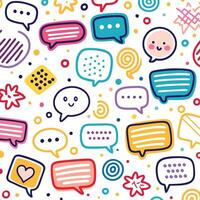 seamless pattern with speech bubbles and hearts vector