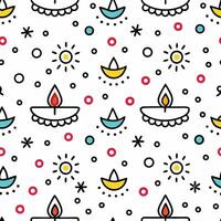 a pattern with a diya lamp and stars vector