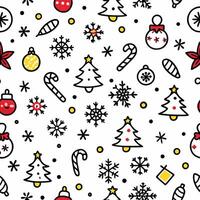 christmas seamless pattern with snowflakes and christmas tree vector