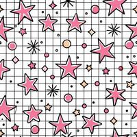a pattern with pink stars and dots vector