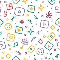 a colorful pattern with squares, circles and stars vector