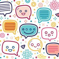 seamless pattern with speech bubbles and smiley faces vector