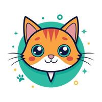 a cartoon cat with big eyes and a circle around it vector