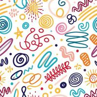 seamless pattern with colorful doodles and swirls vector