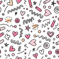seamless pattern with hearts, stars and other shapes vector