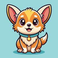 cartoon dog with big ears and a collar vector