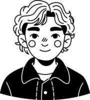 A glyph style icon of blushing character vector