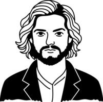 A sketchy icon of a beard man vector