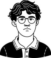 A sketchy icon of a bored man vector