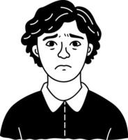 Worried man icon in glyph style vector