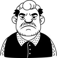 Cranky man icon in drawing style vector