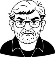 A glyph icon of a moody man vector