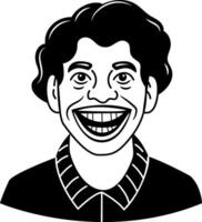Grinning man icon in glyph style vector
