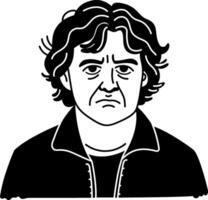 Frowning man icon in drawing style vector