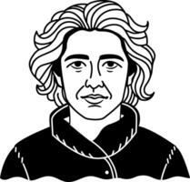 Serious man icon in sketchy style vector