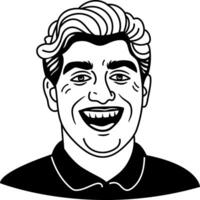 Laughing character icon in sketchy style vector