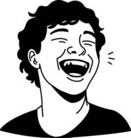 Boy laughing icon in glyph style vector