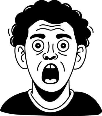 A glyph style icon of a surprised man