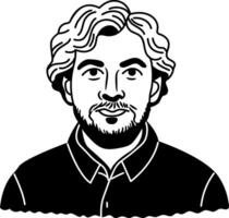 A glyph style icon of a stubbled man vector
