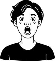 Shocked character icon in glyph style vector