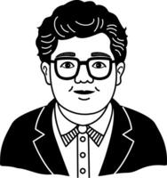 A glyph icon of a nerd man portrait vector