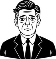 A glyph style icon of a sad man vector