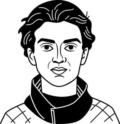 Futuristic man icon in glyph style