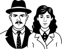 A glyph icon depicting detectives team vector