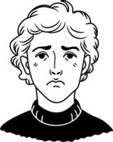 Unhappy man icon in sketchy style vector