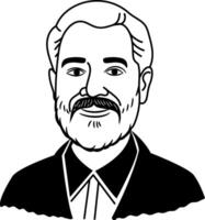 A sketchy icon of a smiling man vector