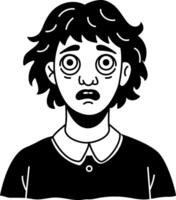 A glyph style icon of frightened character vector