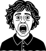 Screaming character icon in glyph style vector