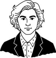A glyph icon of a man portrait vector