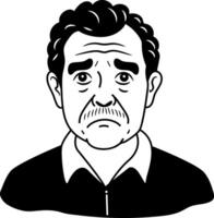 A glyph icon of a worried man vector