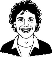 A glyph style icon of a smiling character vector